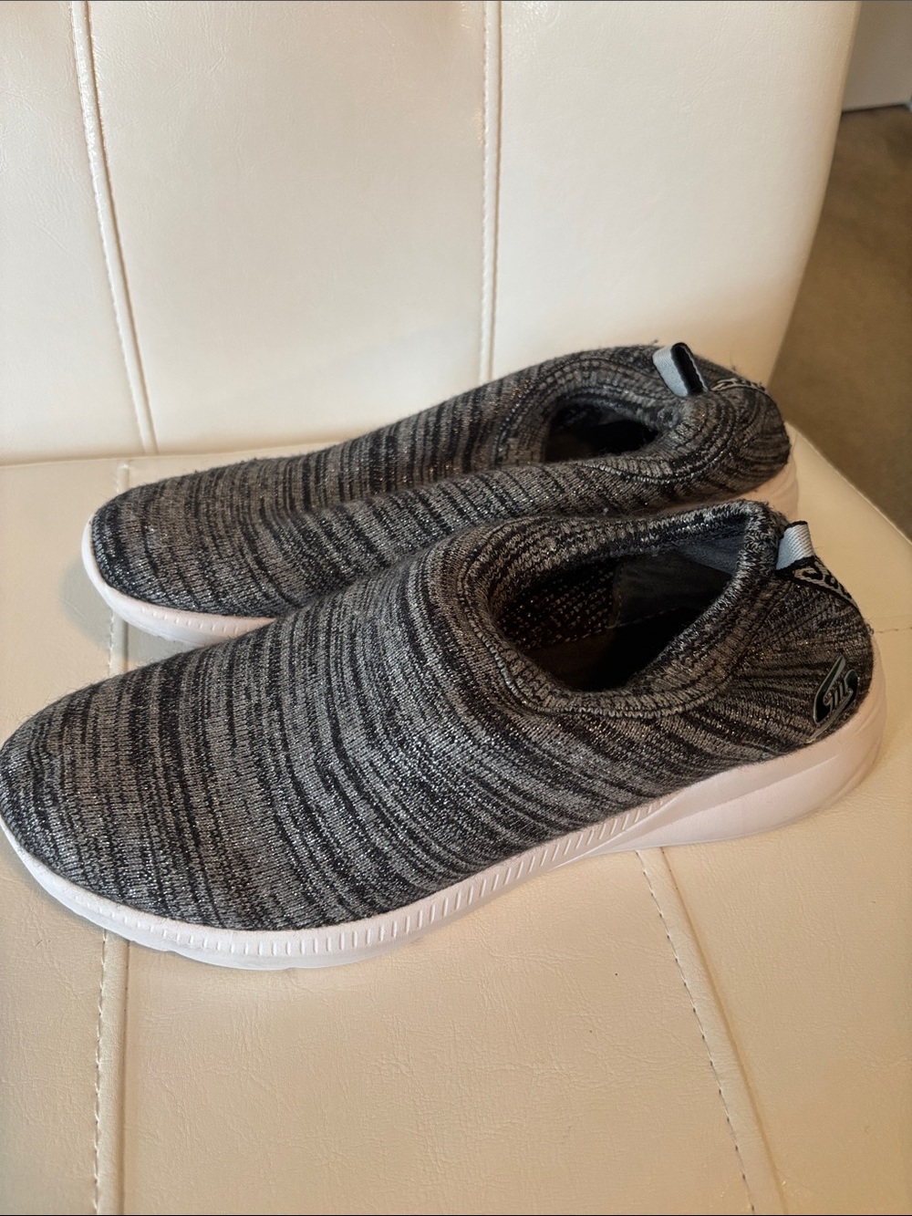BOBS from Skechers  Slip-On Knit Sneakers in Gray and Black